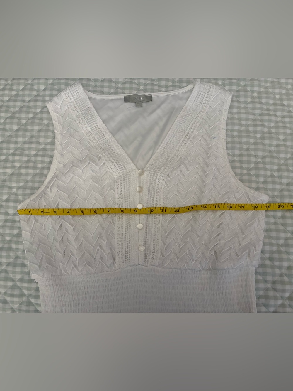 J. Gee White Boho Crochet Bodice Tiered Maxi Dress fits like L - Picture 6 of 9